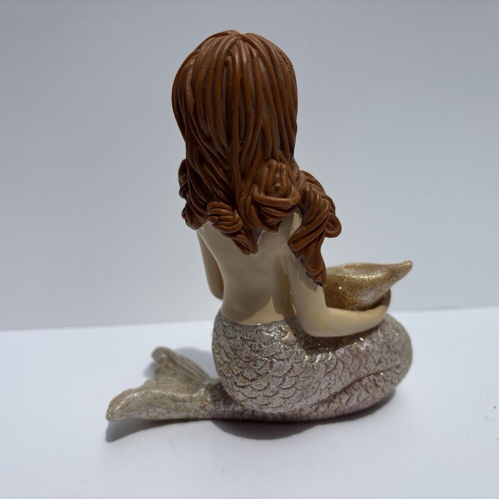 Youngs Incorporated Mermaid Figurine Pink Shell Siren Ocean Sea Mythical - Picture 5 of 9